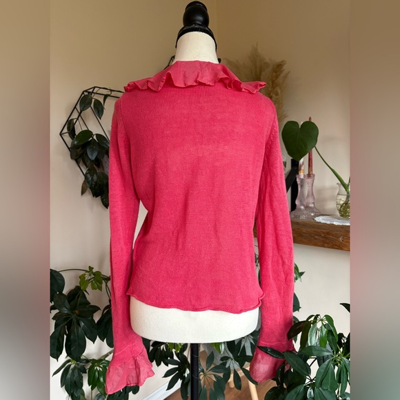 Mexx - Raspberry Pink Ruffle Tie Front Top - Picture 6 of 9